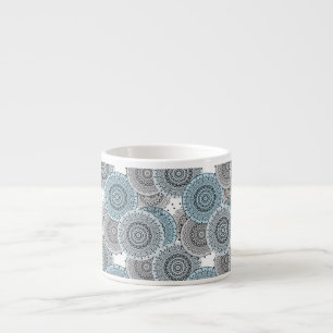 Retro, retro pattern, blue and grey,  elegant espresso cup