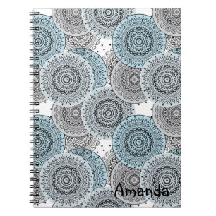 Retro, retro pattern, blue and grey,  elegant notebook