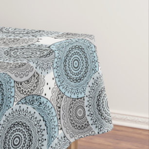 Retro, retro pattern, blue and grey,  elegant tablecloth