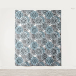 Retro, retro pattern, blue and grey,  elegant tapestry