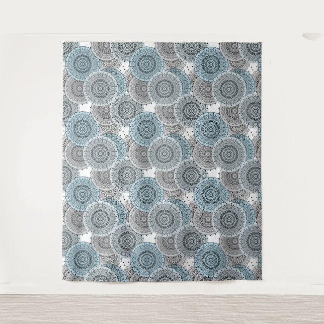 Retro, retro pattern, blue and grey,  elegant tapestry (Front)