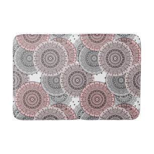 Retro, retro pattern, blue and pink,  elegant bath mat