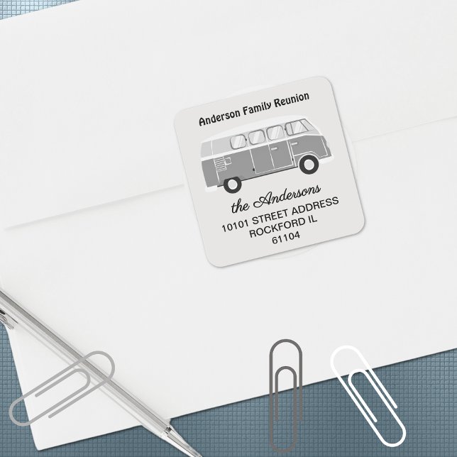 Retro Return Address Family Reunion Square Sticker (Creator Uploaded)