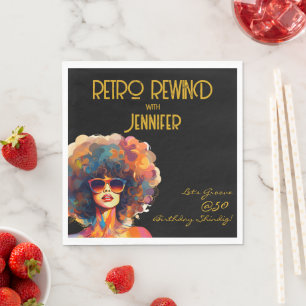 Retro Rewind 50th Birthday Shindig Party Napkin