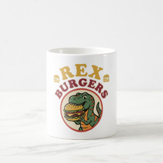 Retro Rex Burgers T-Rex Eating Cheeseburger 70s Coffee Mug