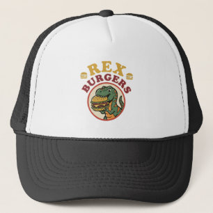 Retro Rex Burgers T-Rex Eating Cheeseburger 70s Trucker Hat