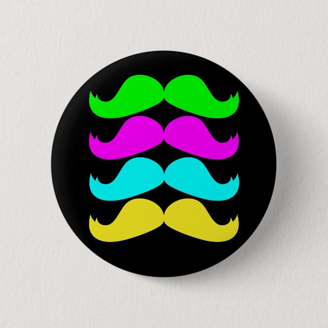 Retro RGB Fluo Moustaches 2 Inch Round Button (Front)
