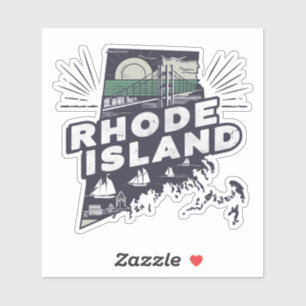 Retro Rhode Island State Car Sticker