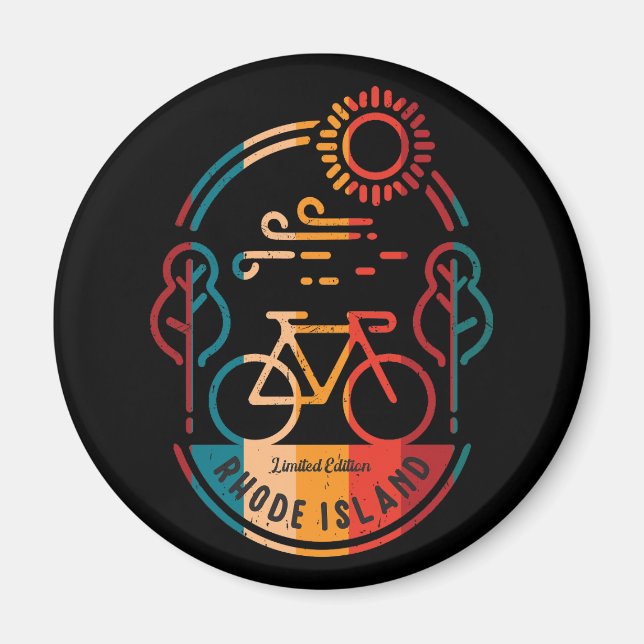 Retro Rhode Islands Bike Trail. Magnet (Front)