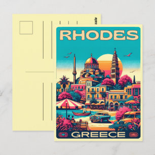 Retro Rhodes City - Greece holiday trip gifts Postcard