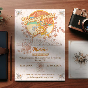 Retro rhythm the ultimate groovy 6th birthday invitation