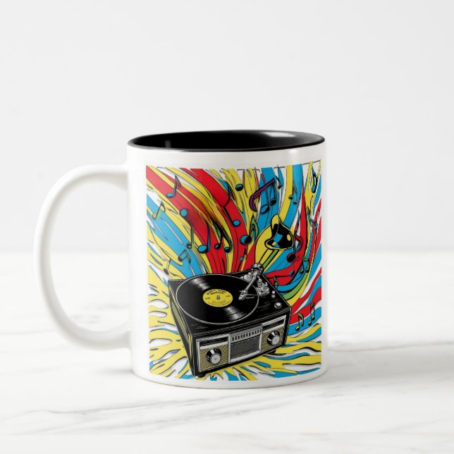 Retro Rhythm - Tocadisks of the 80s Two-Tone Coffee Mug (Left)