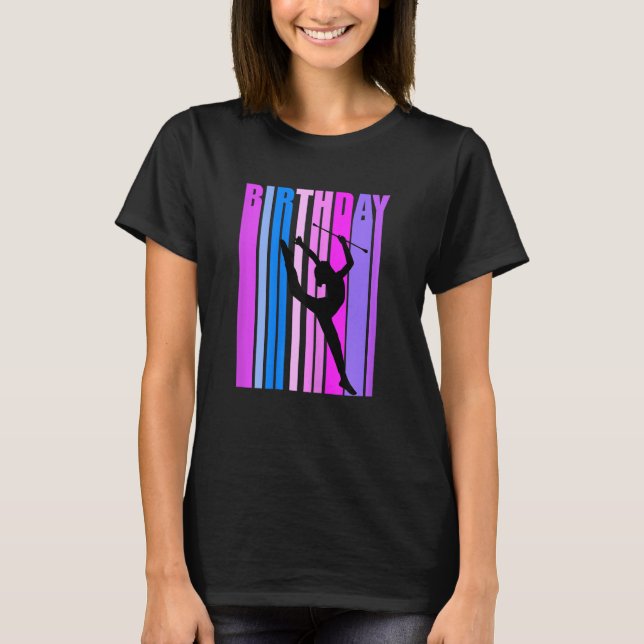 Retro Rhythmic Gymnastics Womens Baton Twirling Bi T-Shirt (Front)