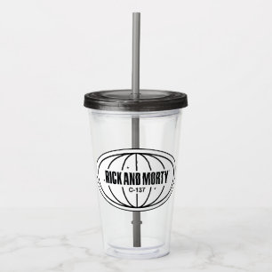 Retro Rick and Morty C-137 Dimension Badge Acrylic Tumbler