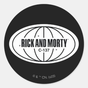 Retro Rick and Morty C-137 Dimension Badge Classic Round Sticker