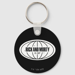 Retro Rick and Morty C-137 Dimension Badge Keychain
