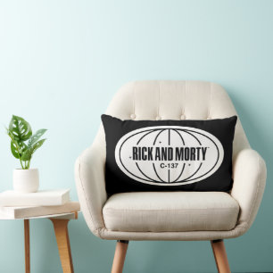 Retro Rick and Morty C-137 Dimension Badge Lumbar Pillow