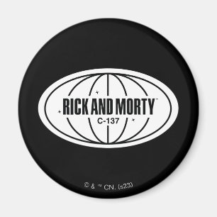 Retro Rick and Morty C-137 Dimension Badge Magnet