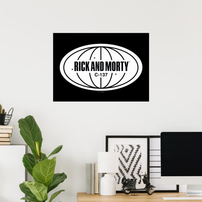 Retro Rick and Morty C-137 Dimension Badge Poster (Home Office)