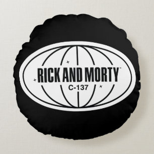Retro Rick and Morty C-137 Dimension Badge Round Pillow