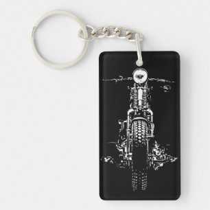 Retro Ride: Vintage Hand-Painted Motorcycle Design Keychain