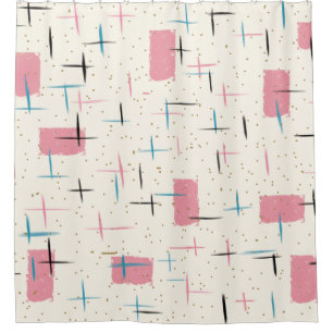 Rétro rideau en douche rose atomique de motif