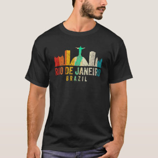 Retro Rio De Janeiro Skyline Vintage Brazil Souven T-Shirt