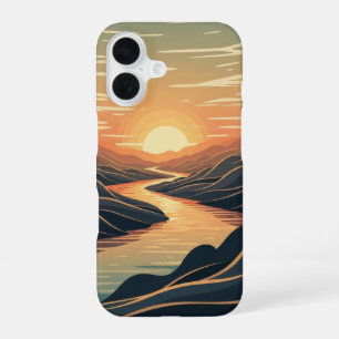 Retro River Glow iPhone 16 Case