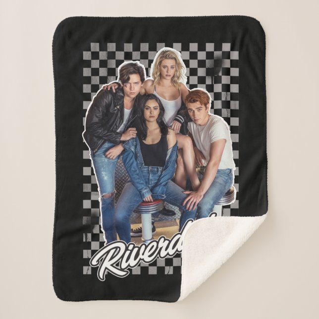 Retro Riverdale Group Graphic Sherpa Blanket (Front)