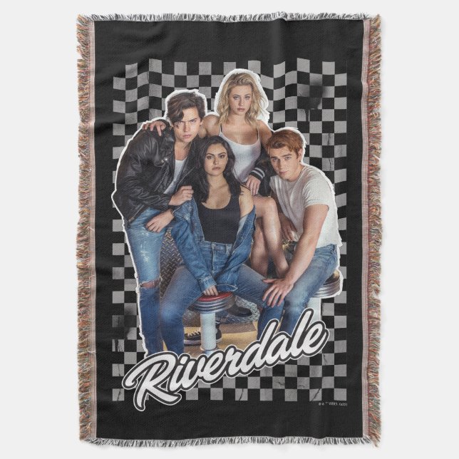 Retro Riverdale Group Graphic Throw Blanket (Front Vertical)