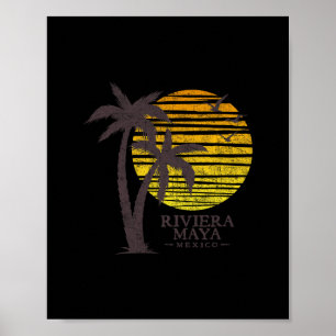 Retro Riviera Maya Mexico Beach Sunset Mens Womens Poster