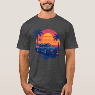 Retro Roads Neon Dreams 80s Car Sunset Art boy vin T-Shirt