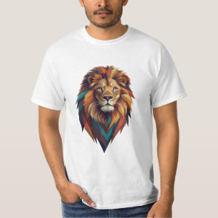 Retro Roar: Geometric Lion Emblem T-Shirt Designs
