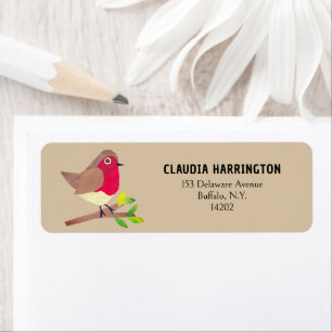Retro Robin Vintage-Inspired Bird Return Address