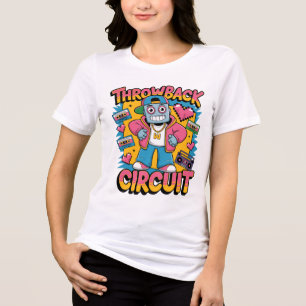Retro Robot 90s Hip Hop Design – Fun Cartoon Throw Tri-Blend Shirt