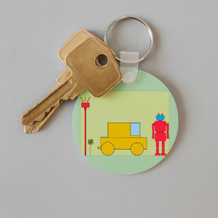 Retro Robot And Car Keychain