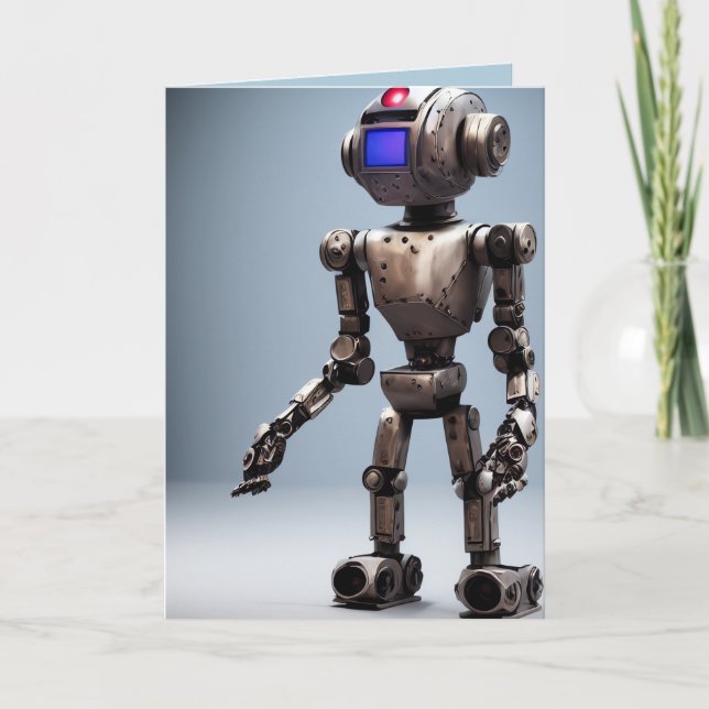 RETRO ROBOT ANNIVERSAIRE SCI-FI Carte de voeux (Devant)
