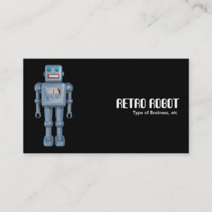 Retro Robot - Black Business Card