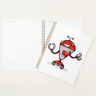 Retro Robot Cartoon amusant Rouge et Argent AI Bot