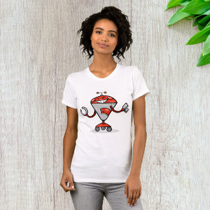 Retro Robot Cartoon Fun Red and Silver AI Bot T-Shirt