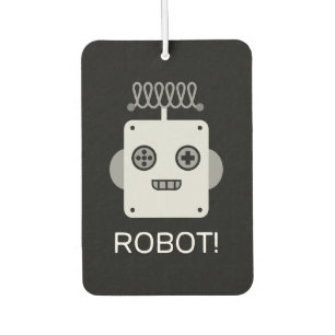 Retro Robot Face with Playful Antenna  Air Freshener