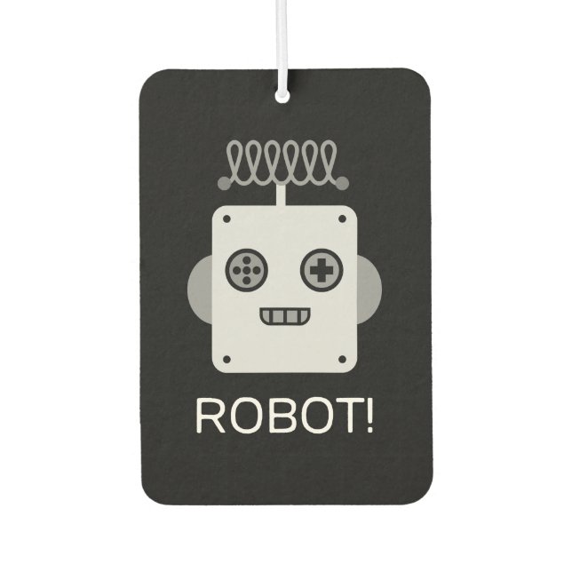 Retro Robot Face with Playful Antenna  Air Freshener (Front)