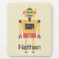 Retro Robot Illustration Personalised Kids