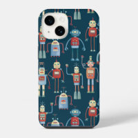 Retro Robot Pattern Dark