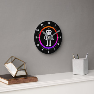 Retro Robot Round Clock