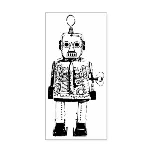 Retro Robot Rubber Stamp