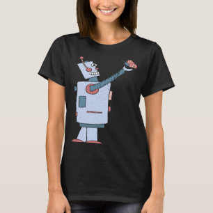 Retro Robot with Butterfly in Distressed Vintage S T-Shirt