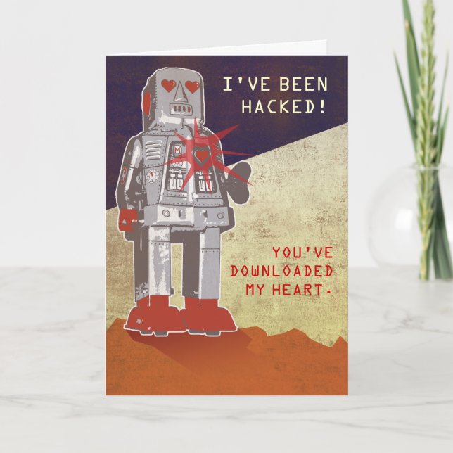 Retro Robot - You've Downloaded My Heart Holiday Card (Front)
