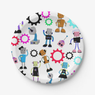 Retro Robots Paper Plate