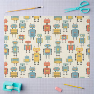 Retro Robots Tissue Paper